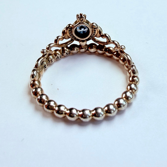 Auth Pandora Disney Princess Cinderella Blue Tiara Sterling Silver 925 Ring - Picture 3 of 9